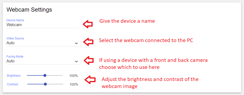 Webcam Settings